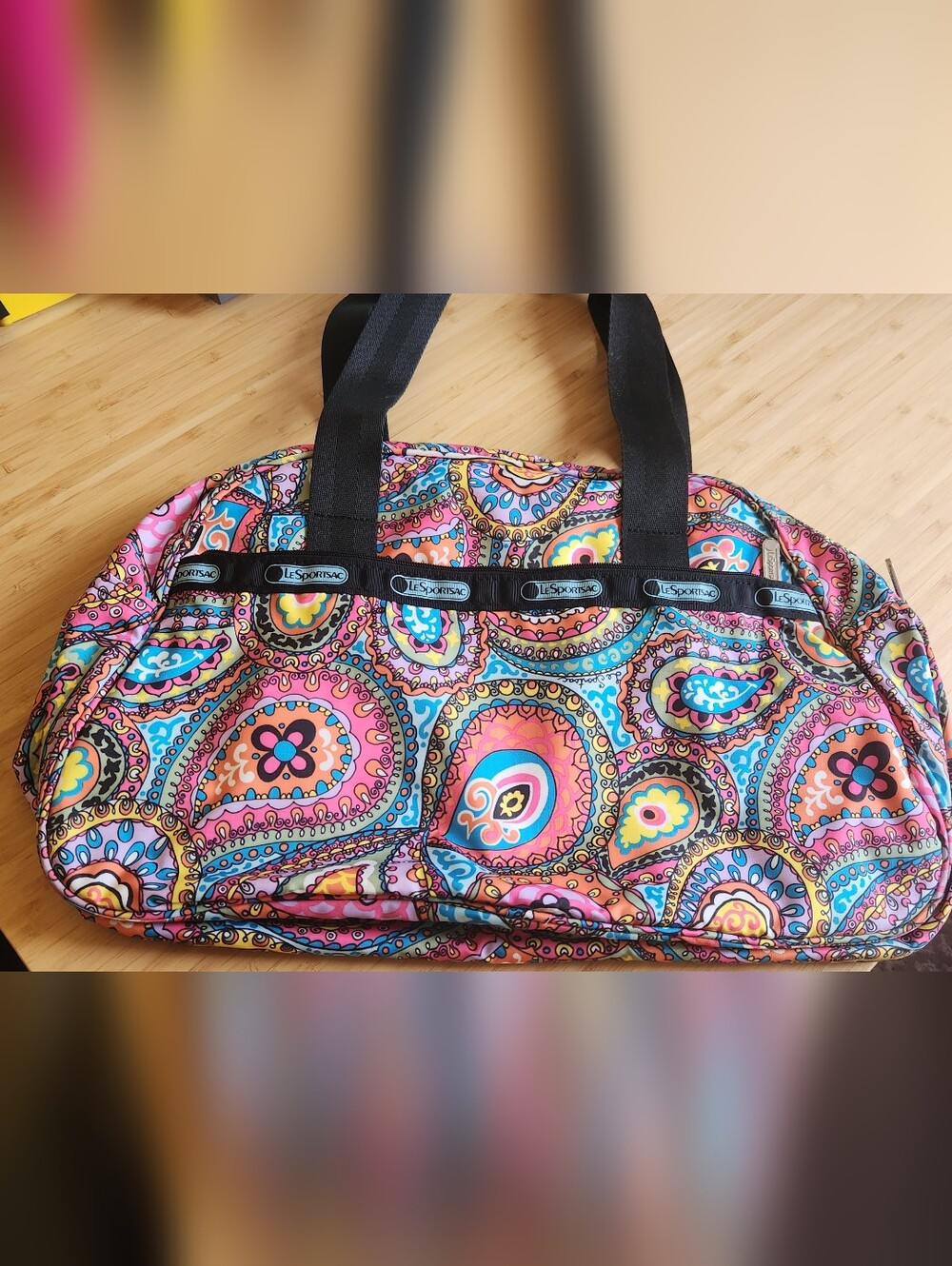 Lesportsac Pink Multicolor Paisley Travel Tote
